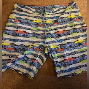 Vineyard Vines Blue and Multicolor Shark Swim Shorts